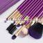 2016 new product 10 pcs purple makeup brush set with frosted ferrule