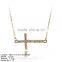 NSA-0927-CZ Silver Necklace 925 Sterling Necklace with CZ Stones Sideway Cross Necklace