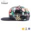 Cheap 6 panel floral snapback hat with leather patch