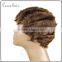 100% human hair wig finger roll curlable wig machine made short wig