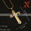 New Stainless Steel Gold Large CZ Glitter Three Cross Charm Pendant
