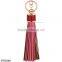 20cm PU leather Tassel keychain in stock 6 colors plated gold key chain