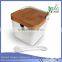 Porcelain Base Bamboo Cover Bamboo Salt Sugar and Pepper Box