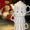 Zakka Japanese cartoon panda deer elephant rabit head ceramic three-piece set tea set with 1 cattele and 2 mug
