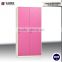 2 vertical door pink clothing steel locker hot sale steel locker with mirror key lock wardrobe cabinet