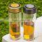 Best Quality 400ml Double Wall Heat-Resistant Borosilicate Glass Tea Bottle With Tea Strainer