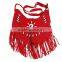 Red Western Style Real Suede Leather Beaded Ladies Shoulder Hand Made