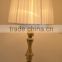 Saudi Arabia round base antique brass table lamp with white pleated fabric barrel shade hot sale