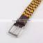 New Produce Hand Made Anderson Style Leather Belt Brown and Yellow Cotton