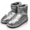 silver blk sequins glitter upper eva sole cute child girl snow winter boot shoe, boots shoes kids