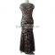 New design gold sequins with black mesh ladies dress wholesale women evening dresses