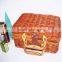 Vintage color rattan storage box wicker basket with handle