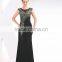 Elegant Fairytale Illusion Evening Gown Sexy High Neck Sweep Train Spandex cotton Evening Dress With Beading Flowers Split Front