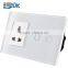 EU standard 2gang 1way remote control switch with 13a 3pin socket
