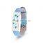 Custom fashion blue leather bracelet for girls wholesale leather bracelet with diamond
