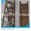 vintage brown folding wooden flower pot shelf with 3 floors