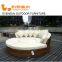 Fashionable rattan wicker sun lounger round sunbed with adjustable canopy
