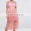 hot sale high waist short sleeve Lace Dress fashion design formal Lace dress
