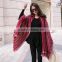 polyester shiny knitted scarf ladies red and white vertical striped scarf