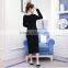 Wholesale Long Sleeve Maternity Wrap Dress Black Extra Long T-shirt for Pregnant Women