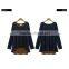 New design irregular two color fake two pcs long sleeve women wear loose T shirt water fall