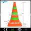 Fluorescent orange collapsible RGB LED light traffic cone