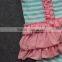 2-7t new baby kids wear hot sell ruffle sleeves stripes girls boutique clothing capri outfits with mtaching accessories set