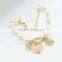 Women Pearl Chain Bracelet Crystal Heart Flower Pendant Jewelry Gift