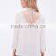 Good looking woman blouse white lace chiffon 3/4 blouse