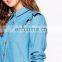 High Fashion 2017 Ruffle Detail Denim Shirt Women