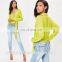 2017 Green Wrap Over Tie Side Long Sleeve Women Casual Blouse Design