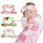 Newborn Baby Swaddle Receiving Blanket With a Matching Headband Set