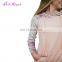 Factory Price pink plum velvet latest design crewneck sweatshirt with pockets