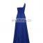 Royal Blue One Shoulder Long Bridesmaid Dresses Flower Pleats Brides Maid Dresses Elegant Wedding Party Gowns Dresses