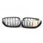 Pair of Front Gloss Black Sport Grilles 2-Line 04-09 For BMW E60 E61 M5 5 Series