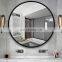 Contemporary iron frame round  wall mounted  black mirror