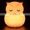 Switch cartoon owl Led Silicone Multicolor Changing Night Light Battery Colorful night  Lamps For Kids