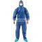 White/Blue Disposable Hooded Microporous Coveralls Wholesale Disposable Overall Suits
