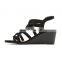 women good quality cheap price high heel open toe adjustable buckle wedges sandals shoes