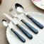 Vintage Acrylic Handle Plastic Dinner Cutlery Set Stainless Steel Knife Dessert Spoon Fork Flatware