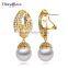 Wholesale Jewelry Worldwide Piercing Ears Crystal Zirconia Shell Pearl Drop Earrings