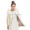 Beige color High quality rex rabbit fur coat with fox fur collar