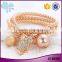 China wholesale fashion jewelry rope zinc alloy rhinestone gold owl bracelet design for girls
