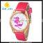 WJ-5453 flower match color face and strap fashion leather beautiful ladies watch