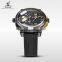 WEIDE Top Brand Watch Mens Dual Time Watch Big Black Dial Japan Movt Quartz Watch Stainless Steel Back Water Resistant 30m Compl