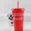 Colorful 24OZ Single Wall Plastic Tumbler With Spiral Straw