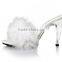 cx197 fashion lady crystal high heel clear slipper with cony hair