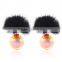 Fashion round orange ball bead with black fur stud earrings for women