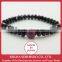 Faceted Black Spinel beads and Indian Rubies beads bracelet, high quality, precious stones, Indian Ruby bracelet, made in Japan