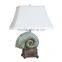 wholesale brown round ceramic table lamp with white cylinder fabric shade for home decor